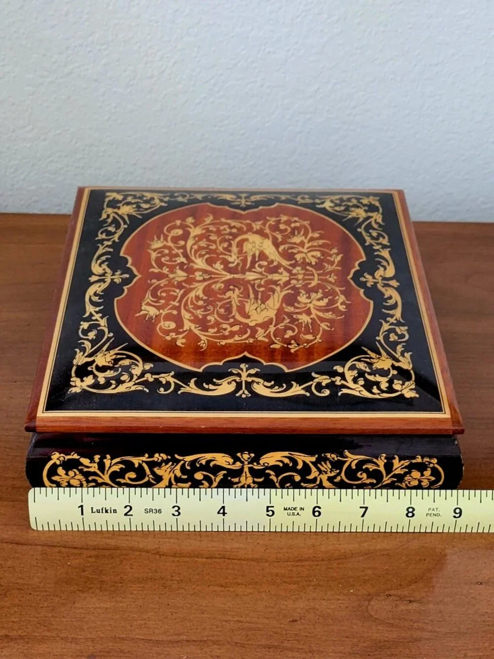 Vintage Italian Marquetry Reuge Swiss Music Jewelry Box Inlaid Wood AS-IS NR